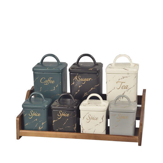Elandalos Spice box set 7 Pieces With a wood stand	
