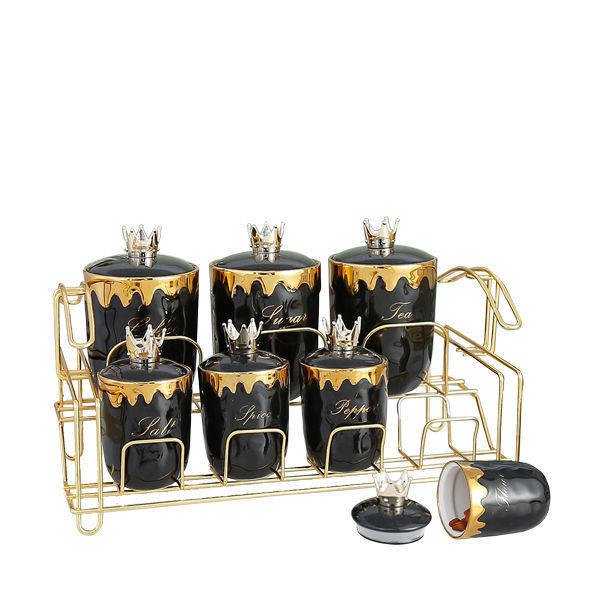 Elandalos Spice box set 7 Pieces With stand gold