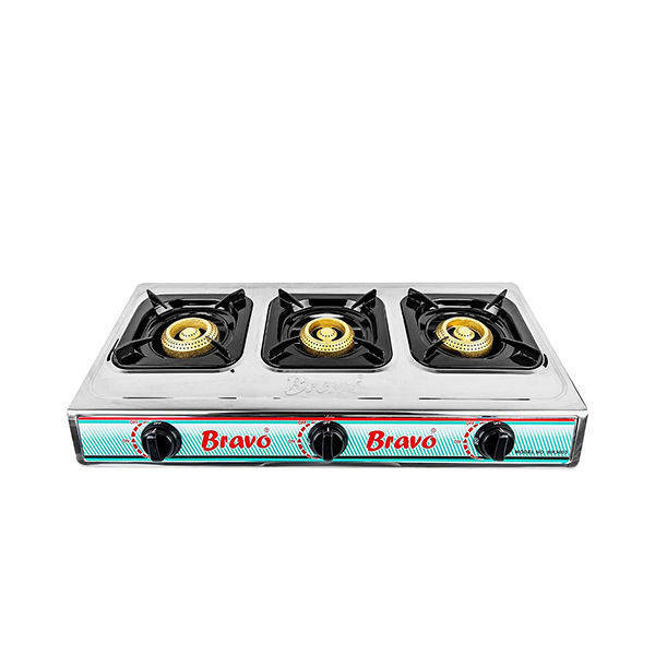 Bravo Gas Stove 3 burners Stainless Steel