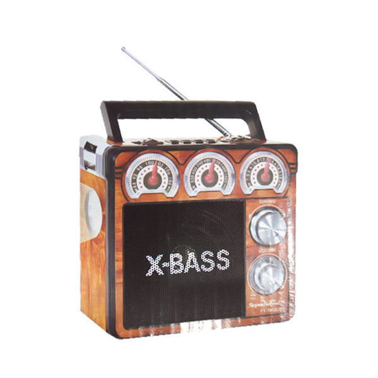 X-Bass rechargeable Radio with torch & memory card Brown FT-1053UTR