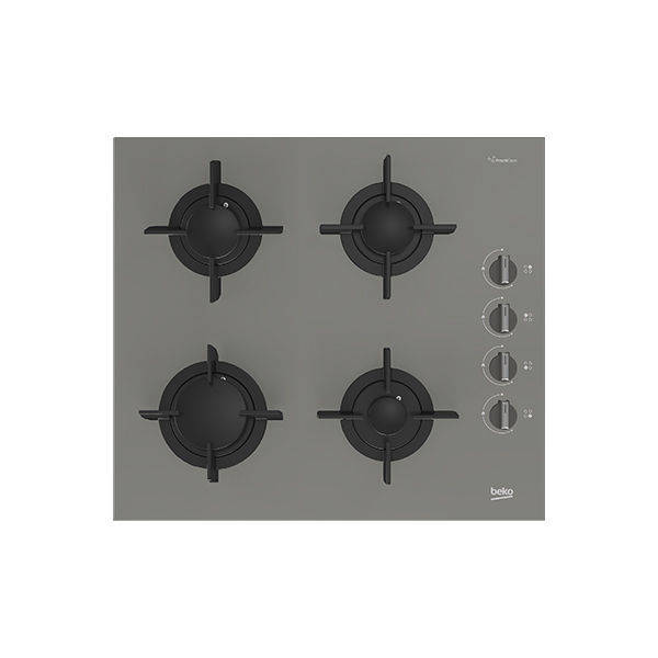 Beko Built-In Gas Hob 60 Cm 4 Gas Burners Full Safety Glass Silver BOCD T 6010 EGE