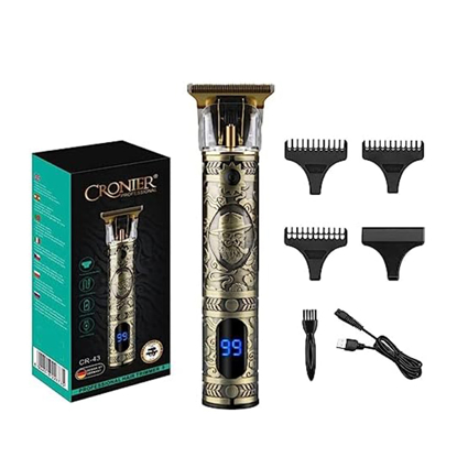 CRONIER Professional Hair Trimmer Rechargeable Men Shaver Gold CR-43