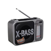 Multi band X-Bass rechargeable radio with dc jack earphone Silver Rs-2400