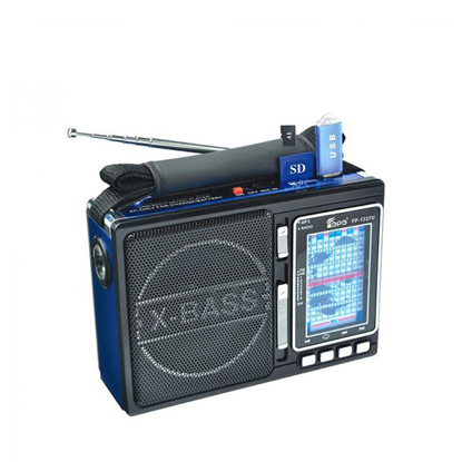 X-Bass Portable Wireless Radio with Aerial LED Light FM/AM/SW1-8 Bands FP-1337U