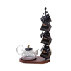 Nour Al Mostafa Thermal Porcelain Tea Set 17 Pieces Bamboo with stand