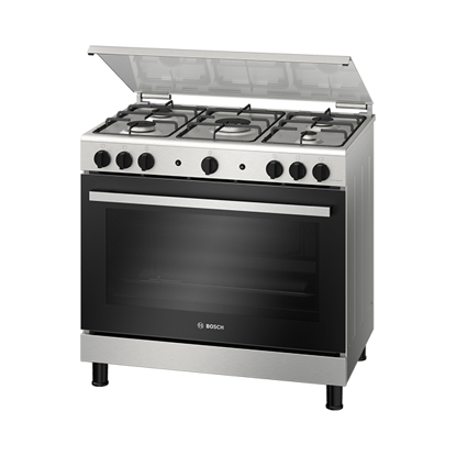 Bosch Gas Cooker 90*60 cm 5 Burners Stainless Steel Silver HGV1F0U50S