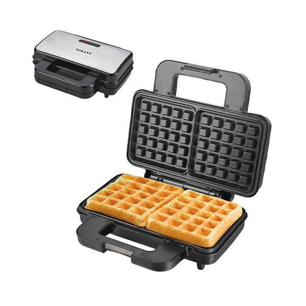 Sokany Waffle Maker, 1000 Watt Silver SK-225