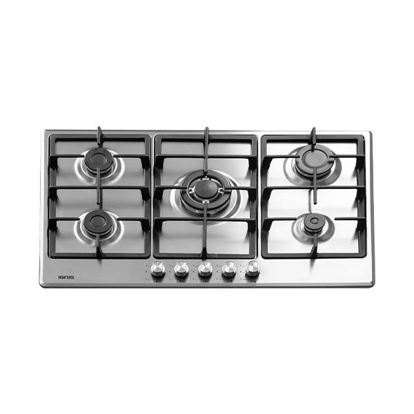 Ignis Built-in Hob, 90 cm, 5 Burners, Gas, Cast Iron Holders, Stainless Steel, Silver, PFK95CX