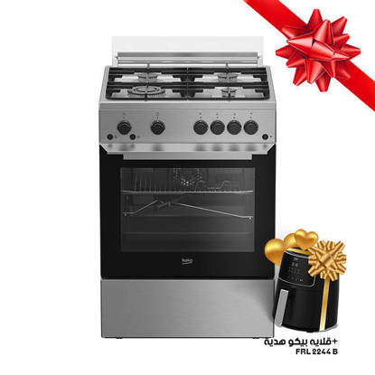 Beko Gas Cooker 4 Burners 60 cm Silver FSHT61111GX	