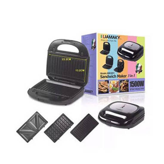 Jamaky 3 in 1 Sandwich Maker 1500 Watt Black JMK2011