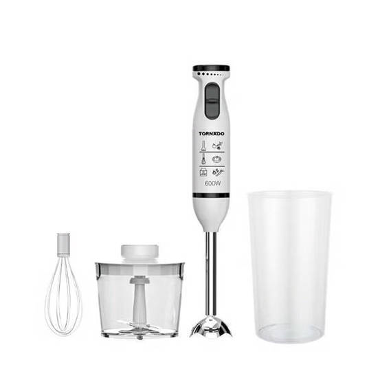 TORNADO Hand Blender 600 Watt Chopper Whisk White HB-600GWT