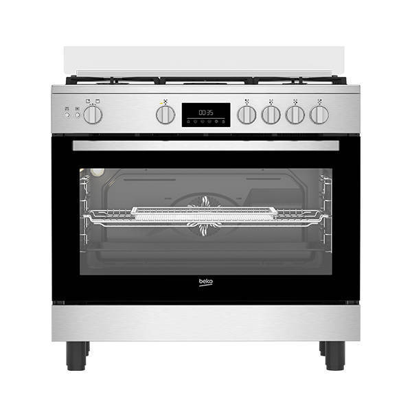 Beko Gas Cooker 5 Burners  90 cm Digital Display Stainless Steel BGGR 11225 GXA