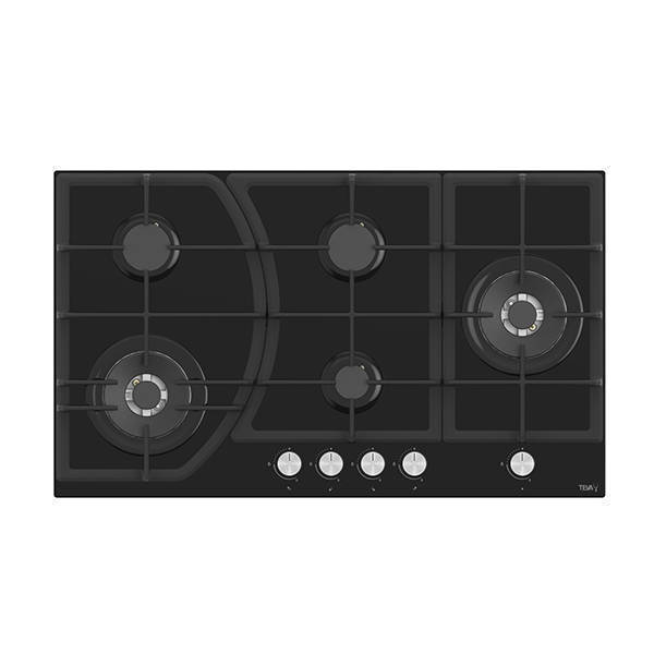 TEVA Built-in Gas Hob 5 Burners 90 cm Black Glass BF185W