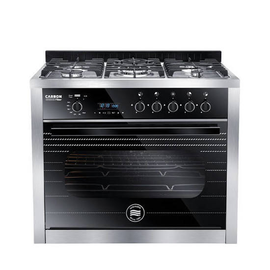 Carbon Fiber Gas Cooker from Unionaire 5 Burners Stainless C69SS-GC-383-ICS2F-GCF-2W-AL