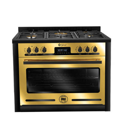 O-Signature 2 Gas Cooker From Unionaire 5 Burners Black&Gold C69EB-GC-383-ICS2F-OS2BG-2W-AL