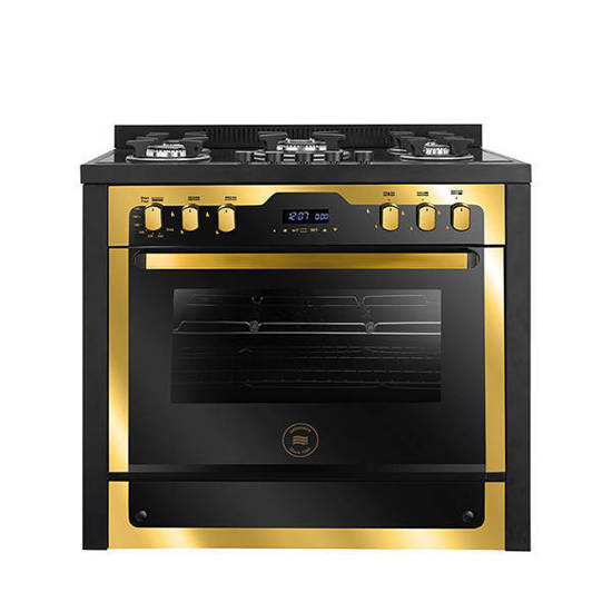 I Chef Golden Edition Gas Cooker from Unionaire 5 Burners Black&Gold C69GB-1GC-383-IDSP-S-PC-2W-AL