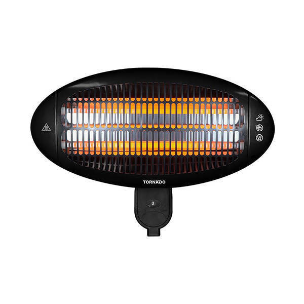 TORNADO Wall Mounted Halogen Heater 2000 Watt Black THH-2000W