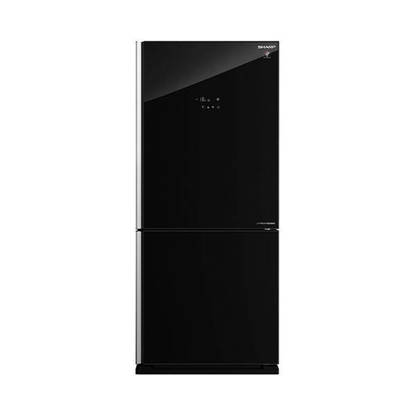 ثلاجة شارب انفرتر ديجيتال ، فريزر سفلي ، نوفروست 558 لتر ، أسود زجاج SJ-GV73J(bk) SHARP Refrigerator Inverter Digital, Bottom Freezer, No Frost 558 Liter, Black Glass SJ-GV73J(bk)