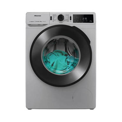 غسالة ملابس هايسنس فول اوتوماتيك 10 كجم بتكنولوجيا الانفرتر فضي WF3V1042BSEG Hisense Front Load Washing Machine 10 kg With Inverter Technology Silver WF3V1042BSEG