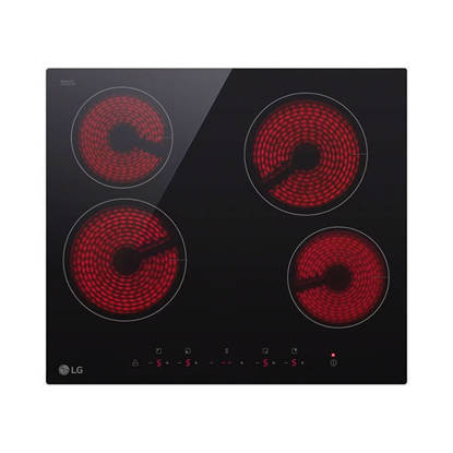 مسطح كهرباء بلت إن ال جي 60 سم 4 شعلة اسود زجاج CBEZ2414B LG Built-in Electric Hob 4 Burners 60 Cm Black Glass CBEZ2414B