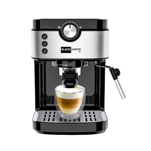 Black and White Espresso Coffe Maker 15 Bar Black×Silver CM-800