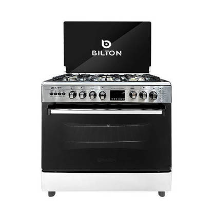 بوتجاز بلتون 60*90 سم 5 شعلة ديجيتال مزود بمروحة لون استانليس استيل Bilton Gas Cooker 60*90 CM 5 Burners Digital With Fan Stainless Steel