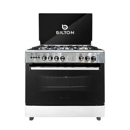 بوتجاز بلتون 60*90 سم 5 شعلة مزود بمروحة لون استانليس استيل Bilton Gas Cooker 60*90 CM 5 Burners With Fan Stainless Steel