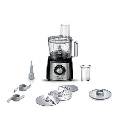 محضر طعام بوش 800 وات سعة 2 لتر متعدد الوظائف لون اسود MCM3421M Bosch Food Processor 800 Watt 2 Liter Multifunctional Black MCM3421M