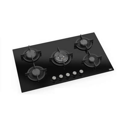 بوتجاز مسطح بلت ان تيفا 5 شعله 90 سم أسود زجاج RC045 TEVA Built-in Gas Hob 5 Burners 90 cm Black Glass RC045