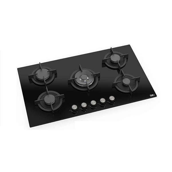 TEVA Built-in Gas Hob 5 Burners 90 cm Black Glass RC045
