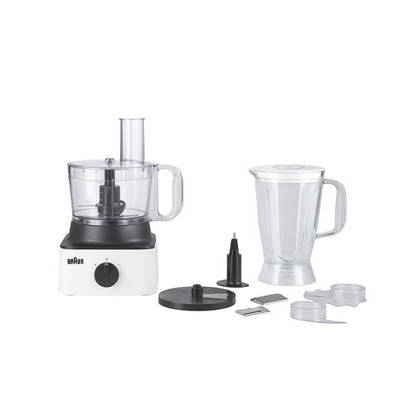 محضر طعام براون 750 وات اسود وابيض FB0145WH Braun Food Processor 750 Watt Black & White FB0145WH