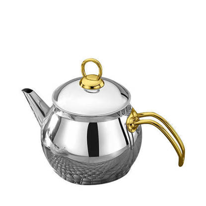 براد شاي فيفالدي سعه 2 لتر استانليس ستيل يد ذهبي Vivaldi Tea pot 2 Liter Stainless Steel Golden Hand