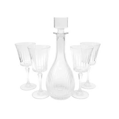 طقم شربات بالدورق كريستال تيملس من ار سي ار، 7 قطع - شفاف RCR Crystal Temles set with flask , 7 Pieces