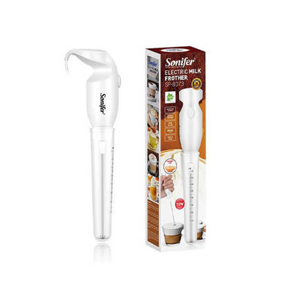 مضرب كهربائي لصنع رغوة الحليب والنسكافيه من سونيفر 15 وات لون ابيض SF-8073 Sonifer Electric Milk Frother for Nescafe White SF-8073