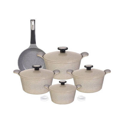 طقم جرانيت نيوفلام 11 قطعة لون بيج Neoflam granite cookware set 11 piece Beige