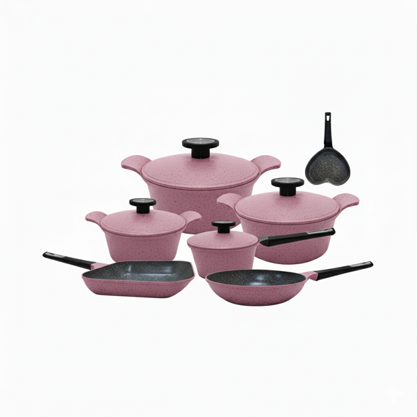 Neoflam granite cookware set 14 piece Pink