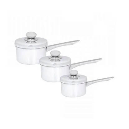 طقم كسرولة الومنيوم الزنوكي بالغطاء مقاس 12-14-16 يد استانليس El Zenouki Aluminium Sauce Pan Size 12-14-16 With Cover Stainless Hand