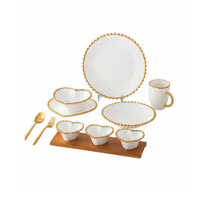 طقم عشاء نور المصطفي 34 قطعة بورسلين حراري لون ابيض*ذهبي Nour Al Mostafa 34 Pieces Thermal porcelain Dinner Set White*Gold