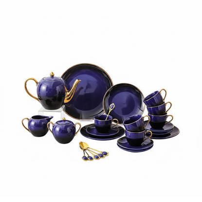 طقم شاي وجاتوه نور المصطفى 30 قطعة كلاسيك - بنفسجي Nour Al Mostafa Tea and Cake set Classic 30 pieces - Purple
