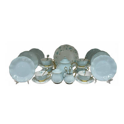 طقم شاي وجاتوه نور المصطفى 30 قطعة كوين - الوان متعددة Nour Al Mostafa Tea and Cake set Queen 30 pieces - Multi Colors