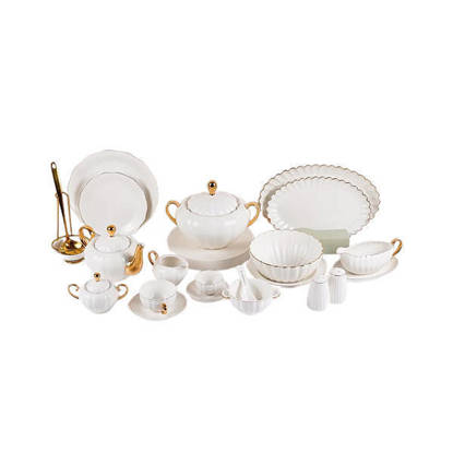 طقم صيني سفرة نور المصطفى 77 قطعة لون ابيض Nour Al Mostafa 77 Pieces Chinese Dinnerware Sets White