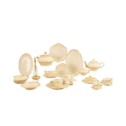 طقم صيني سفرة نور المصطفى 80 قطعة لون بيج Nour Al Mostafa 80 Pieces Chinese Dinnerware Sets Beige