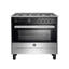 Lagermania Moderna Gas Cooker, 90 cm, 5 Burners Silver x Black, 9L10G4A1X4AWW