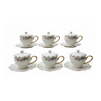 Nour Al Mostafa Coffee Pot Flury 18 Pieces - Multi Colors