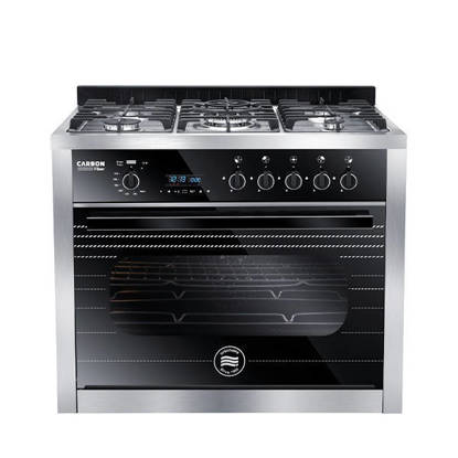 Unionaire Carbon Fiber Auto Cook, Cooker 5 Burners Stainless C69SS-GC-383-ICPS2F-GCF