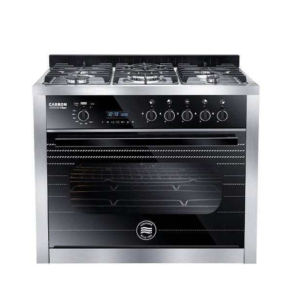 Unionaire Carbon Fiber Auto Cook, Cooker 5 Burners Stainless C69SS-GC-383-ICPS2F-GCF