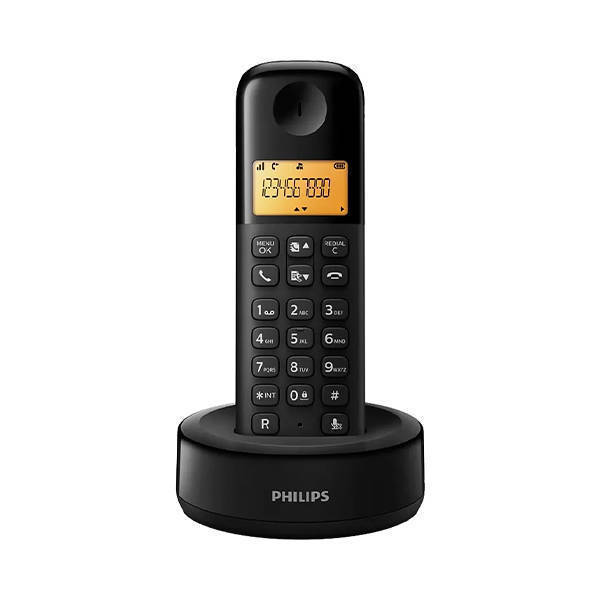 Philips Cordless Landline Phone, Digital Display, Black - D1601B-63