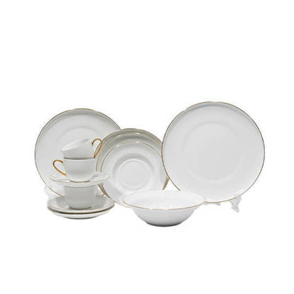 Drobina 60 Pieces Chinese Dinnerware Sets White*Gold - SC24-001G