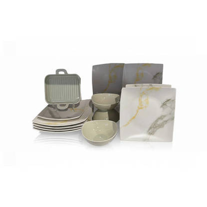 Demla 26 Pieces Thermal porcelain Dinnerware Set Multi Color - 6024#9