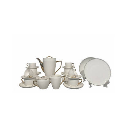طقم صيني سفرة دروبينا جيجي بون بيرل 60 قطعة لون ابيض*دهبي - S24001G Drobina GIGI - BONE PEARL 60 Pieces Chinese Dinnerware Sets White*Gold - S24001G
